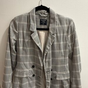Abercrombie & Fitch Black and White Checkered Jacket